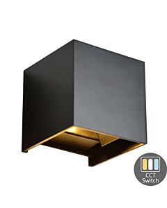 LED Wandlamp Cubo - 6W - CCT - Kubus - Zwart - IP65 - Dimbaar | MP230060ZCCT