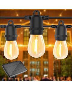 Solar LED Lichtsnoer - 10 transparante LED bulbs - Warm wit - 10m - IP44 | MP980036