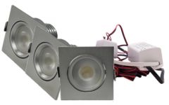 LED Set van 3 Inbouwspots - 4W - RVS - Vierkant - Dimbaar - Gratis Trafo | MP020016C | <ul class="list-style -check">
<li>4 Watt per spot</li>
<li>272 Lumen per spot</li>
<li>Vervangt 35 Watt</li>
</ul>