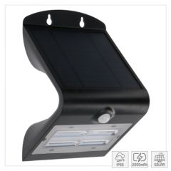 LED Buitenlamp Solar met bewegingssensor - 3000K - 400Lm - IP65 - Zwart | MP230032Z