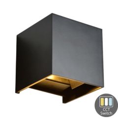 LED Wandlamp Cubo - 6W - CCT - Kubus - Zwart - IP65 - Dimbaar | MP230060ZCCT