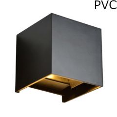 LED Wandlamp Blocco - 6W - 3000K - Kubus - Zwart - IP54 - PVC - Dimbaar | MP230078