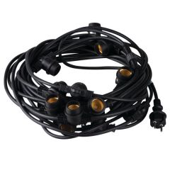 Prikkabel set - 15m - 15 E27-fittingen - Zwart - IP44 | MP900009