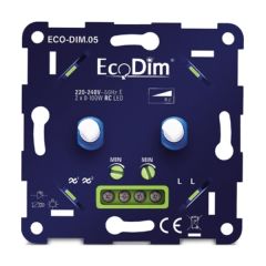 LED Dimmer 230V - Duo - Fase afsnijding - 2x100W - Druk/Draai - Inbouw - ECO-DIM.05 | MP960006