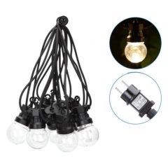 LED Lichtsnoer - 6W - 10 LED Transparante Bulbs - 8m - Warm wit - IP44 | MP980021
