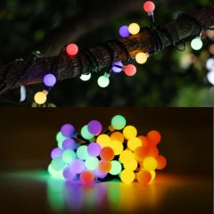 LED Lichtsnoer Solar - 50 LED-bollen - 10m - RGBY - IP65 | MP980029