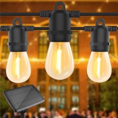 Solar LED Lichtsnoer - 10 transparante LED bulbs - Warm wit - 10m - IP44 | MP980036