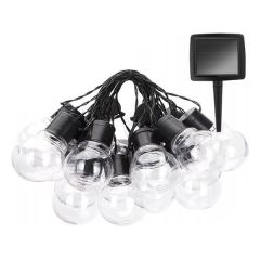 Solar LED Lichtsnoer - 20 transparante bollen - Warm wit - 4,85m - IP44 | MP980037-20