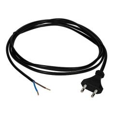 Aansluitsnoer met platte stekker - 2 meter - 2x0,75mm² - Zwart | MP990162