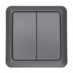 KAKU Draadloze wandschakelaar dubbel (AGST-8802) - IP44 - Zwart | MP990195