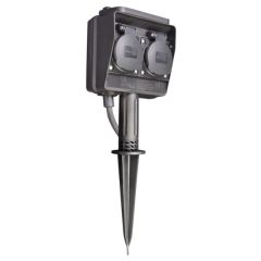 McPower Tuin-stekkerdoos - 2 stopcontacten - 3m kabel - Grondpen - IP44 - Zwart | MP990262