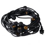 Prikkabel set - 15m - 15 E27-fittingen - Zwart - IP44 | MP900009