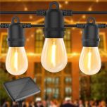 Solar LED Lichtsnoer - 10 transparante LED bulbs - Warm wit - 10m - IP44 | MP980036