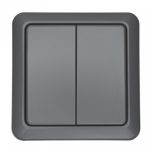 KAKU Draadloze wandschakelaar dubbel (AGST-8802) - IP44 - Zwart | MP990195