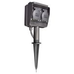 McPower Tuin-stekkerdoos - 2 stopcontacten - 3m kabel - Grondpen - IP44 - Zwart | MP990262