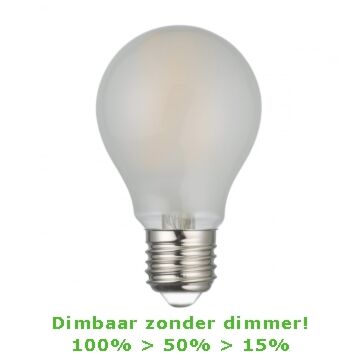 LED E27 Filament - A60 - 7,5W - 2700K - 3-Stap-Dimbaar | MP012764 | <ul class="list-style -check">
<li>780 Lumen</li>
<li>Warm wit (2700K)</li>
<li>Dimmen zonder dimmer</li>
</ul>