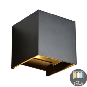 LED Wandlamp Cubo - 6W - CCT - Kubus - Zwart - IP65 - Dimbaar | MP230060ZCCT