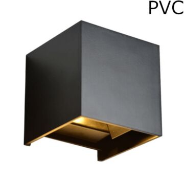 LED Wandlamp Blocco - 6W - 3000K - Kubus - Zwart - IP54 - PVC - Dimbaar | MP230078