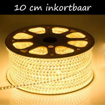 LED Strip 230V - Inkortbaar per 10 cm - Warmwit - Dimbaar - IP65 | MP340021B