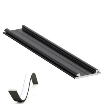 LED Strip Profiel - Arc12 - Aluminium Zwart - Buigbaar - 20x3,3mm - 1 meter | MP350009Z1