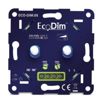 LED Dimmer 230V - Duo - Fase afsnijding - 2x100W - Druk/Draai - Inbouw - ECO-DIM.05 | MP960006