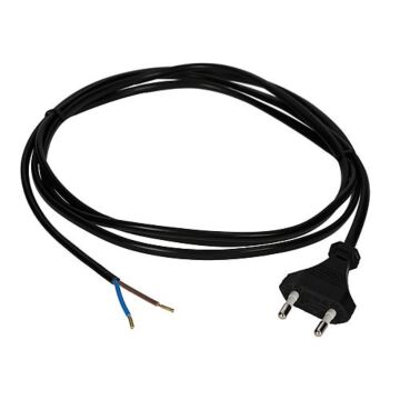 Aansluitsnoer met platte stekker - 2 meter - 2x0,75mm² - Zwart | MP990162