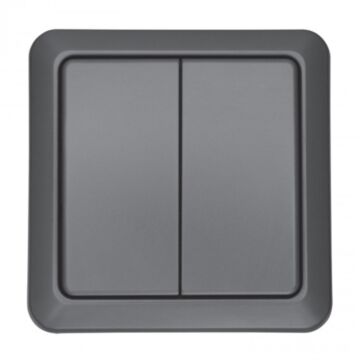 KAKU Draadloze wandschakelaar dubbel (AGST-8802) - IP44 - Zwart | MP990195