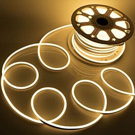 LEDZEIT - Profi Serie - LED neon flex lichtband 50m buiten en binnen, warm wit, dimbaar, diffusie, 220-240V, lichtbuis, strip, waterdicht, flexibel voor gebouwen, winkels, projecten, decoratie