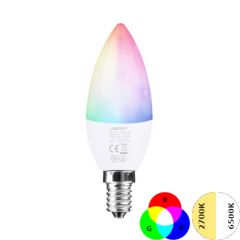 Smart LED E14 lamp - 4W - RGB+CCT - MiBoxer (FUT108) | MP011428 | <ul class="list-style -check">
<li>Smart RGB+CCT</li>
<li>FUT108</li>
<li>WiFi/RF Controlled</li>
</ul>