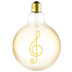 LED E27 Filament lamp - Music - G125 - 4,5W - 1800K - Dimbaar | MP012731 | <ul class="list-style -check">
<li>250 Lumen</li>
<li>Extra warm wit (1800K)</li>
<li>Vervangt 25W</li>
</ul>