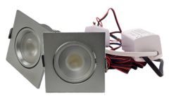 LED Set van 2 Inbouwspots - 4W - RVS - Vierkant - Dimbaar - Gratis Trafo | MP020015C