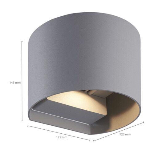 10 LED inbouw wandlamp NOLA, downlight voor buiten, IP54, glanzend aluminium, 140 x 70mm, warm wit