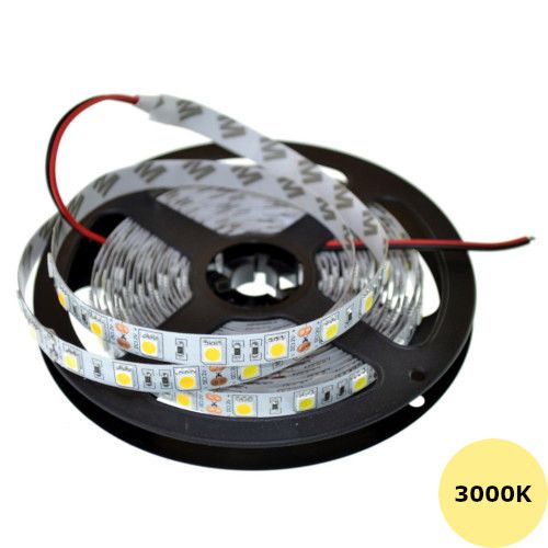 LED Strip 12V - Warm wit - 3000K - IP65 60xSMD5050/m - 5m - Losse strip | MEIPOS LED
