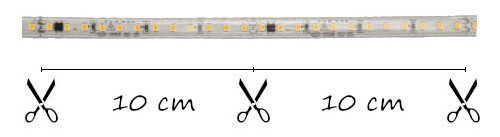 LED-strip 230V om de 10 cm inkortbaar
