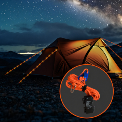 Tent met lichtgevende scheerlijnen
